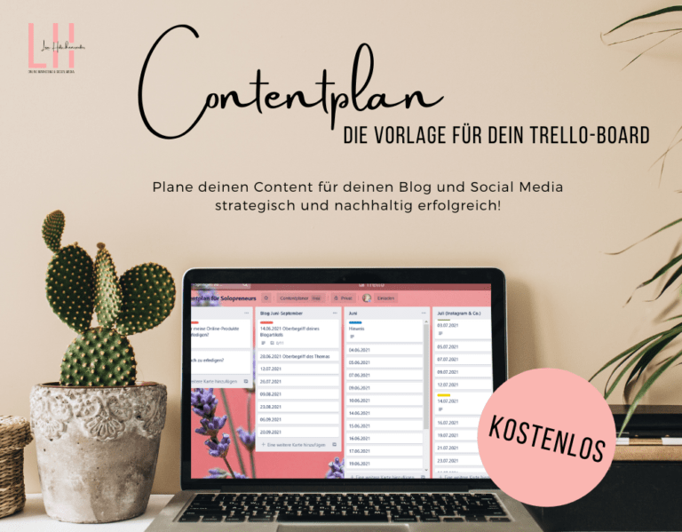 kostenlose Vorlage für deinen Contentplan Redaktionsplan für Blog, Social Media wie Instagram